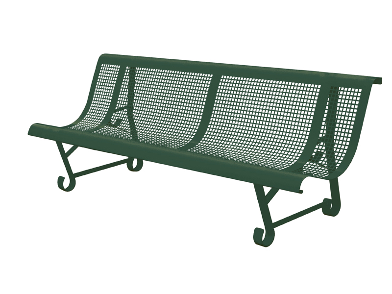 Banc de jardin en fer 2 pieds - trous carrés - longueur 200 cm