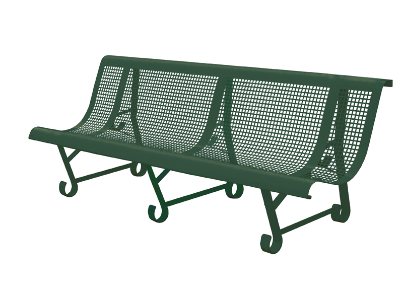 Banc de jardin en fer 3 pieds - trous carrés - longueur 200 cm