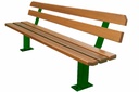 Banc fer et bois - pied central - bois exotique - longueur 195 cm 