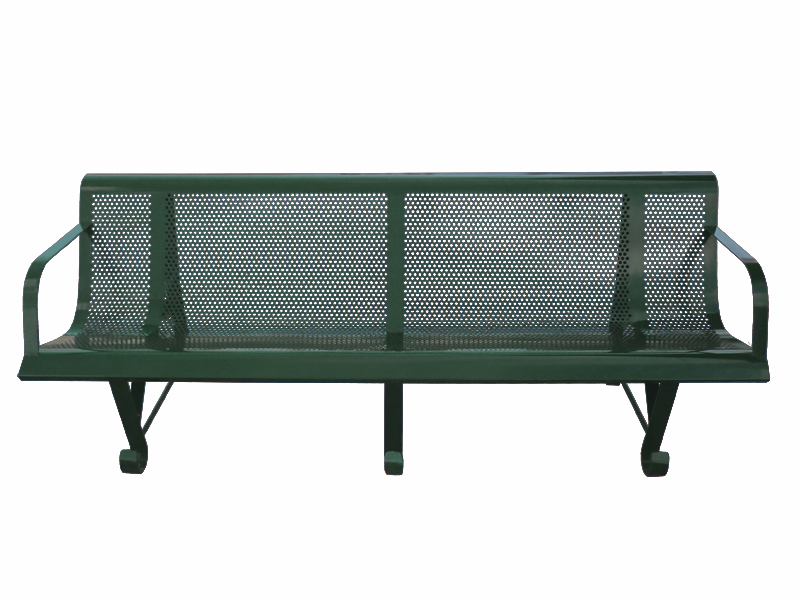 Banc de jardin en fer 3 pieds - trous ronds - avec accoudoirs - longueur 200 cm